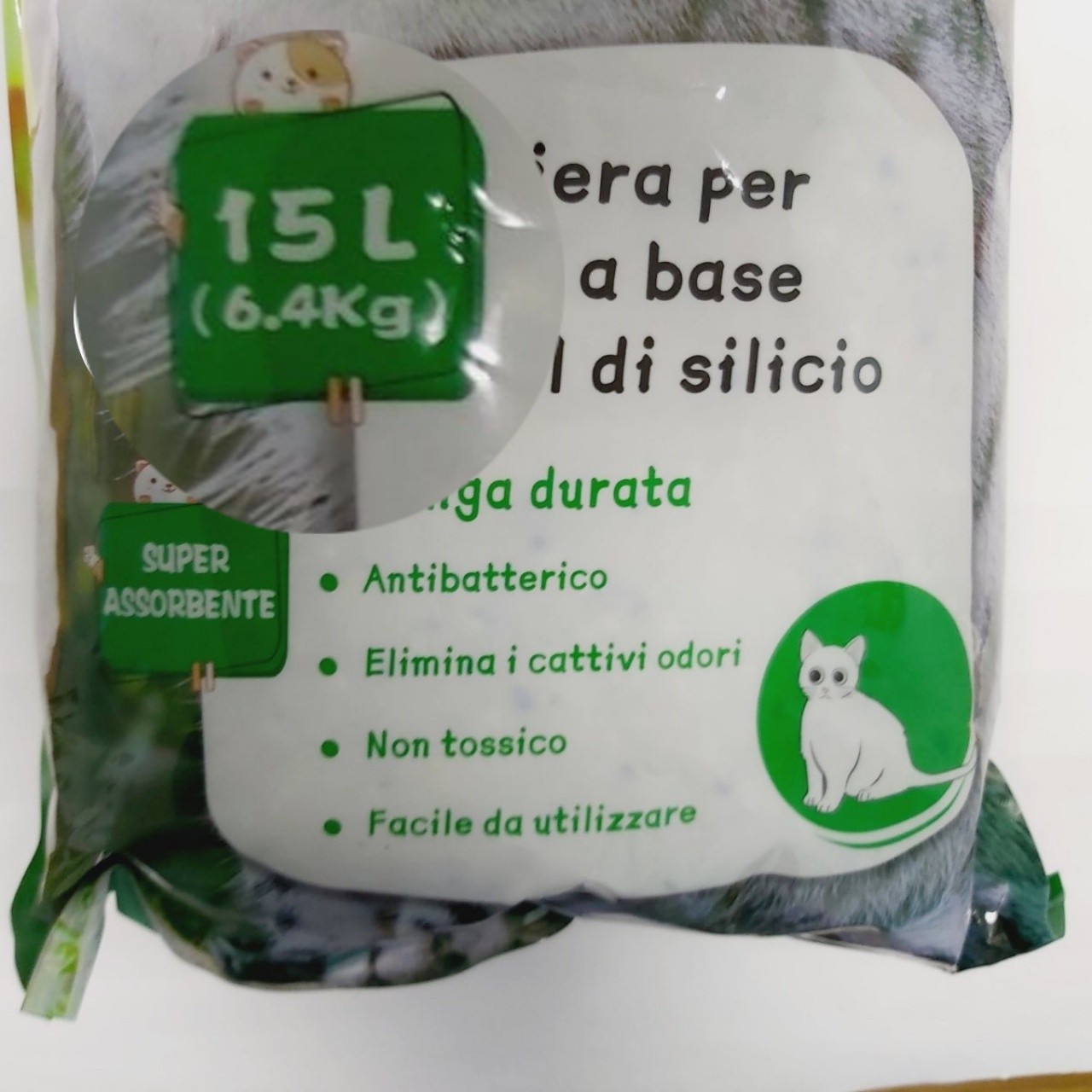 Наповнювач для котячого туалету, сілікагель 15 л, 6,4 кг