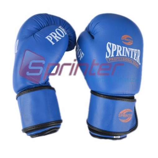Перчатки боксёрские кожаные SPRINTER PROF 10 унций синие