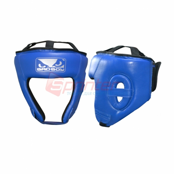 Шлем боксёрский кожаный открытый BAD BOY размер L синий
