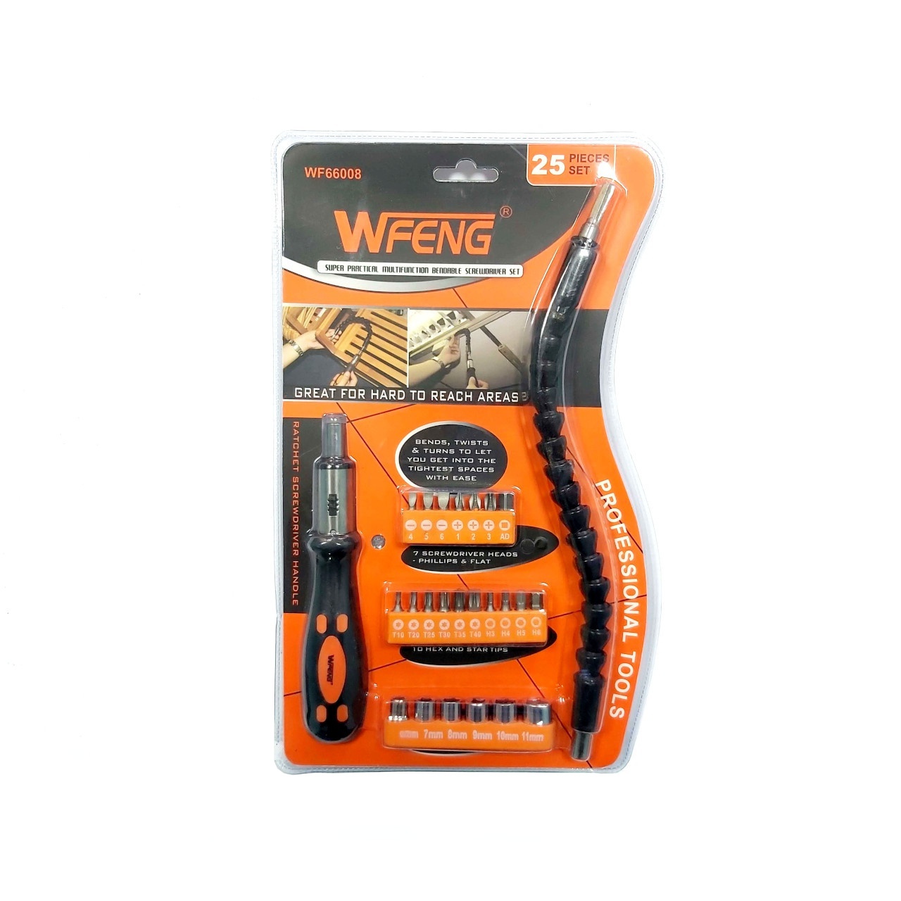 Набір WF66008 викрутка, гнучкий подовжувач та 25 насадок