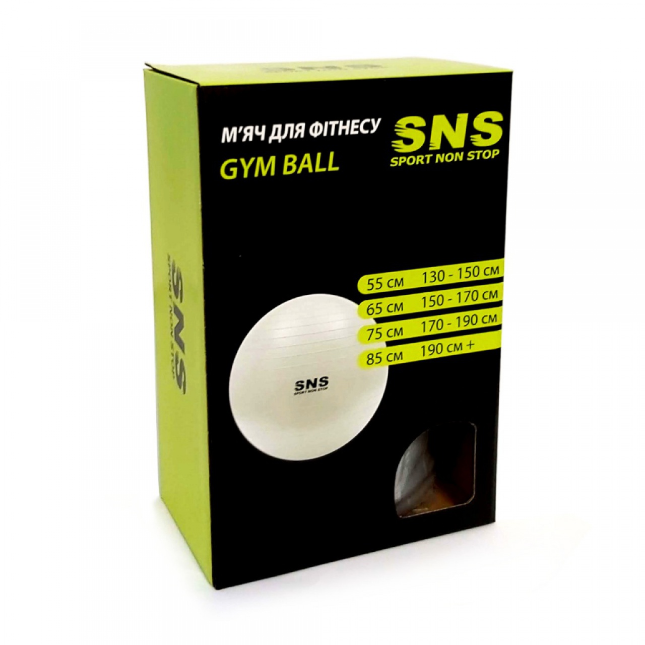 М'яч для фітнесу SNS 65 см срібний з насосом FB-65-СЕ
