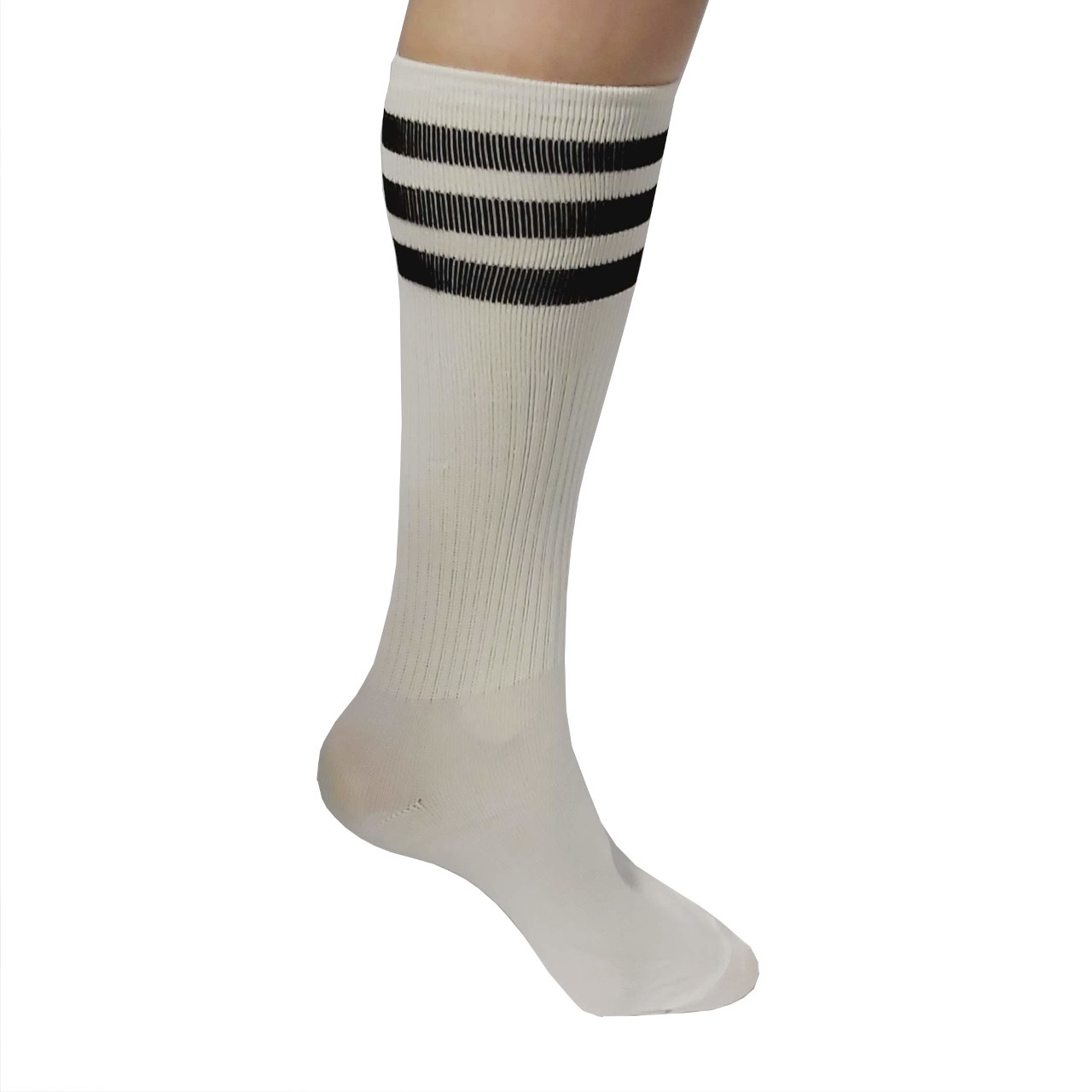 Гетри футбольні для дорослих білі зі смужками В-150