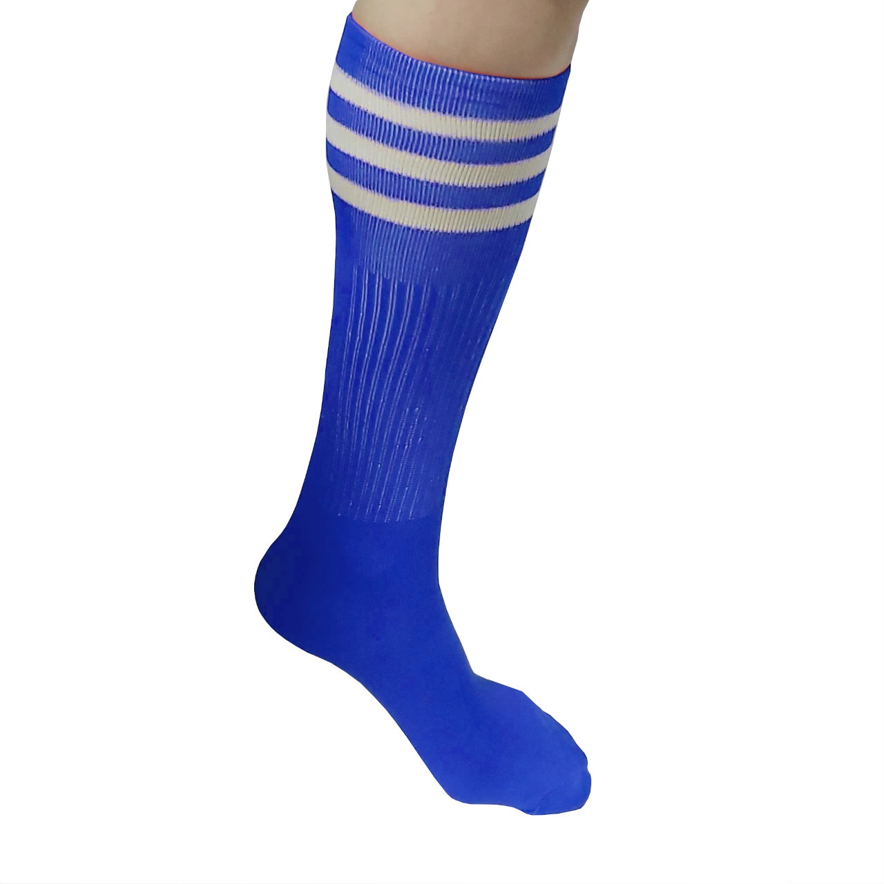 Гетри футбольні для дорослих сині зі смужками В-150