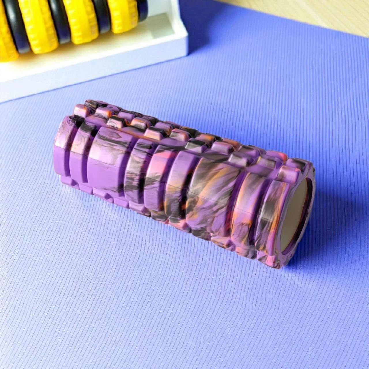 Масажний валик КЛАСИЧНИЙ SNS 33 см хвилясто-фіолетовий EVAJD2-33KM-PU+BK+