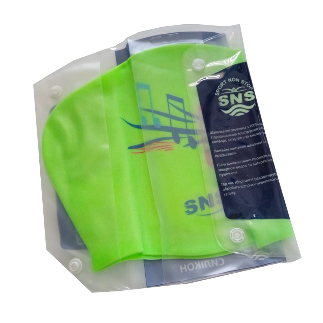 Шапочка для плавання для довгого волосся SNS KW-1СА light green music