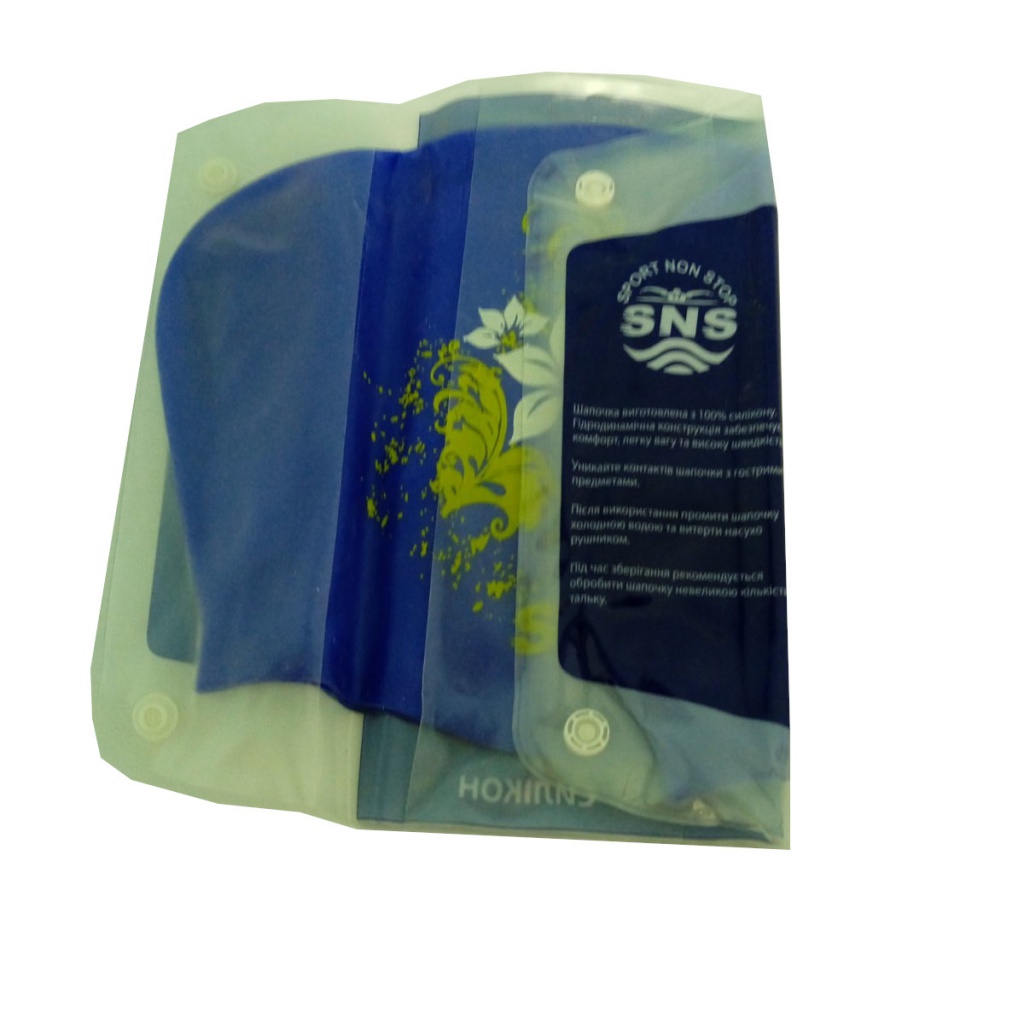 Шапочка для плавання для довгого волосся SNS KW-3С dark blue flowers