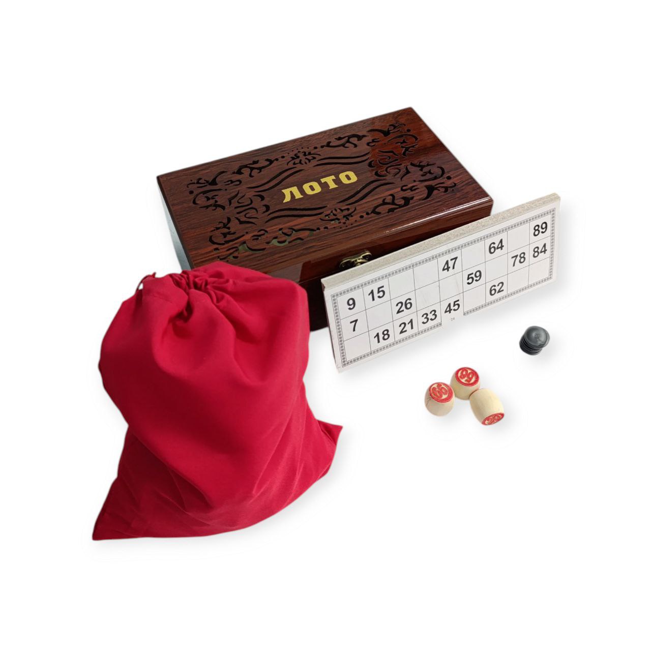 Настільна гра ЛОТО у різьбленій коробочці LD-8818M