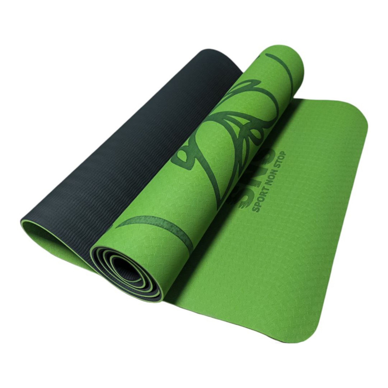 Килимок SNS для йоги з розміткою зелений KOT6-2-G+BL