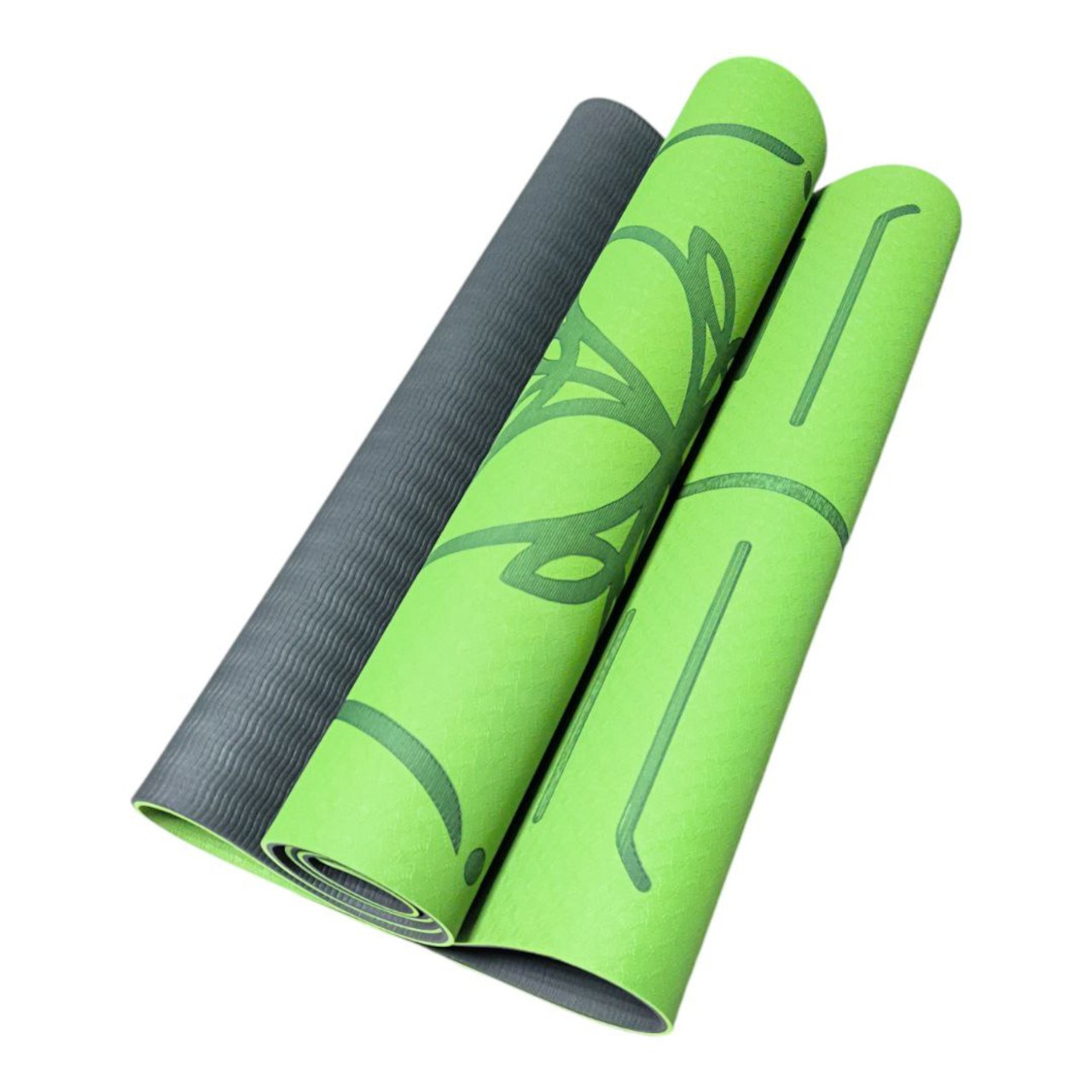 Килимок SNS для йоги з розміткою зелений KOT6-2-G+BL