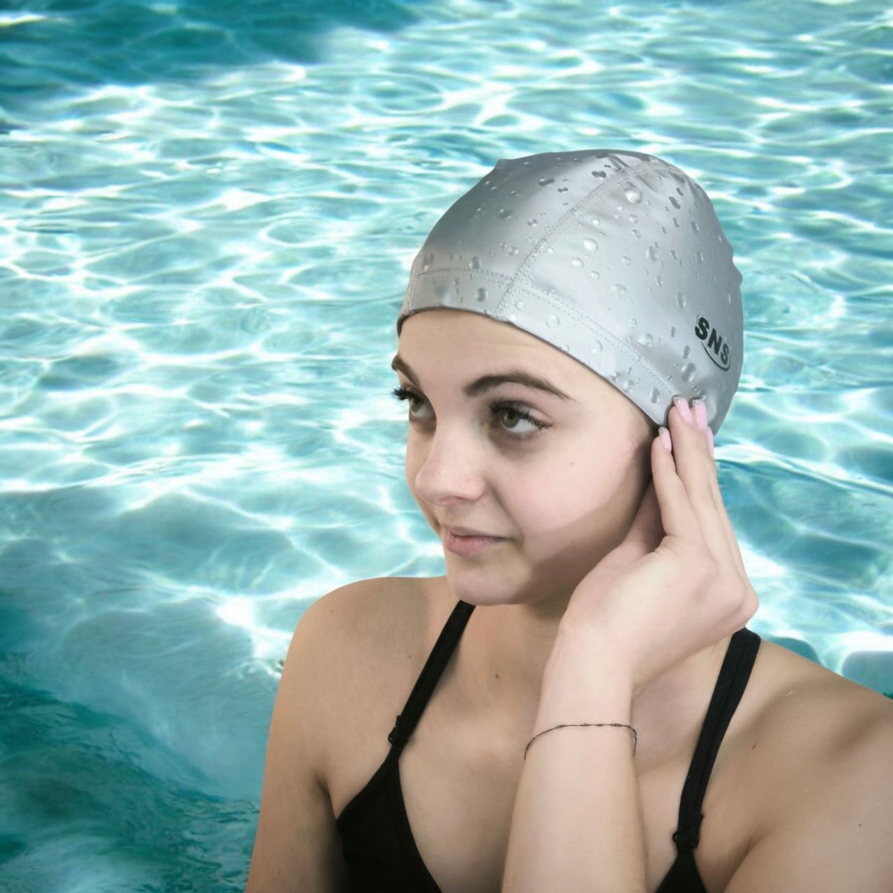 Шапочка для плавання SNS DROPS срібна PU-H5-silver