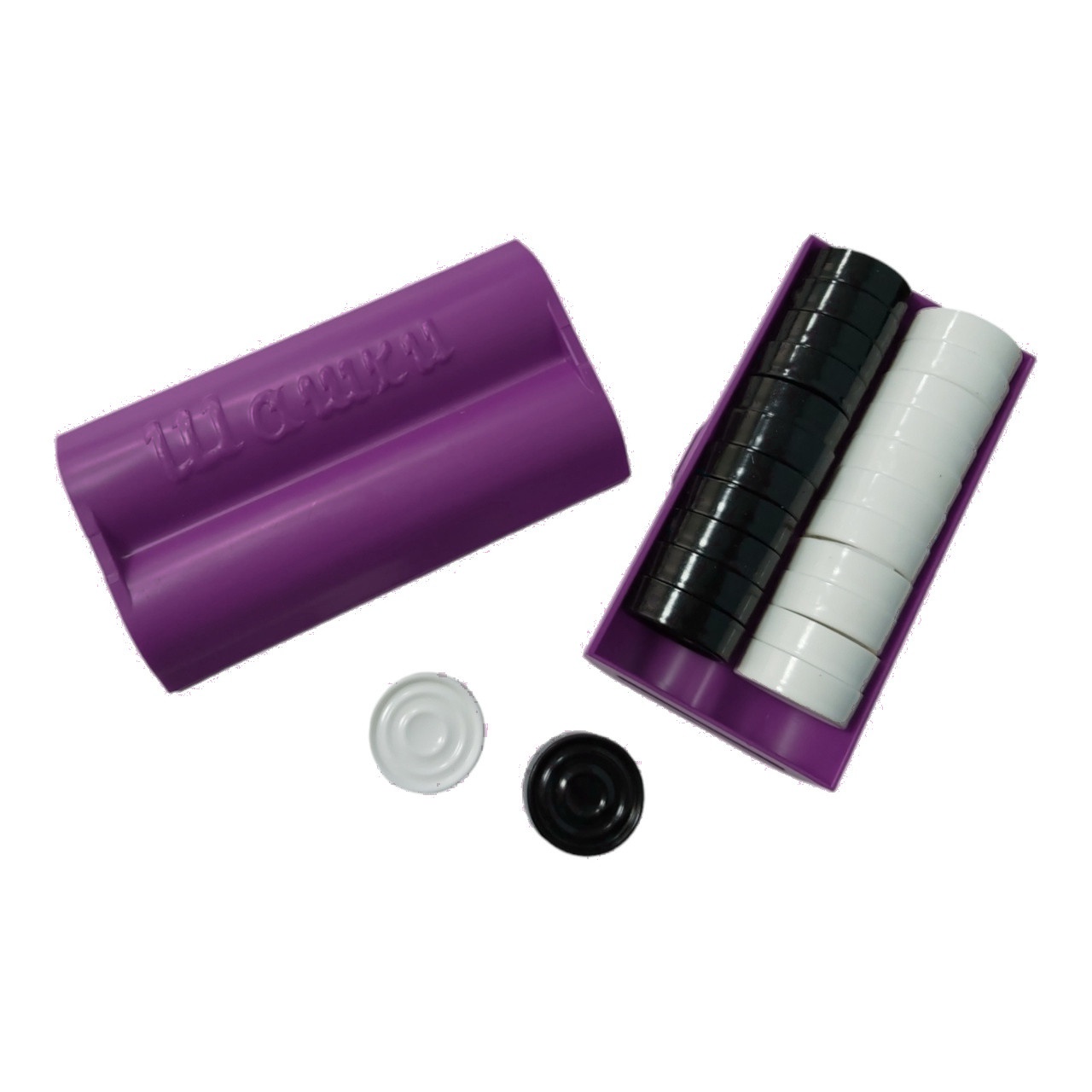 Набір шашок у ФІОЛЕТОВОМУ пластиковому футлярі