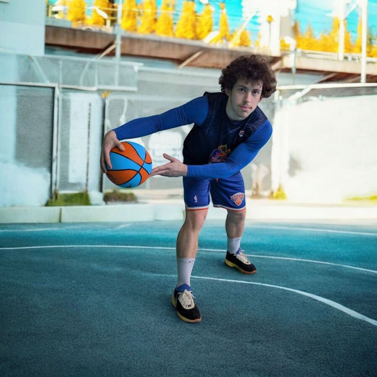 М'яч баскетбольний XIDSEN розмір 7 блакитно-оранжевий 7#2-Azure+Orange