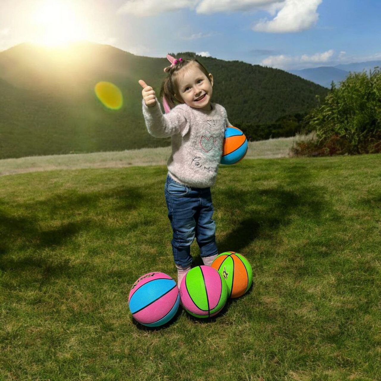 М'яч баскетбольний XIDSEN  розмір 3 рожево-блакитний RR+Az