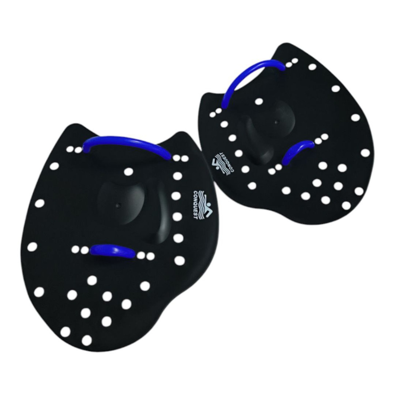 Лопатки для плавання жорсткі з синіми ремінцями розмір S SH2-S-blue