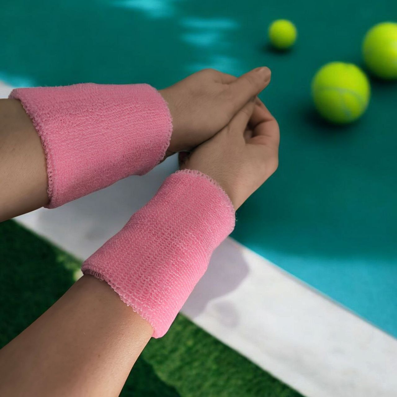 Напульсники спортивні махрові рожеві 2HW-pink