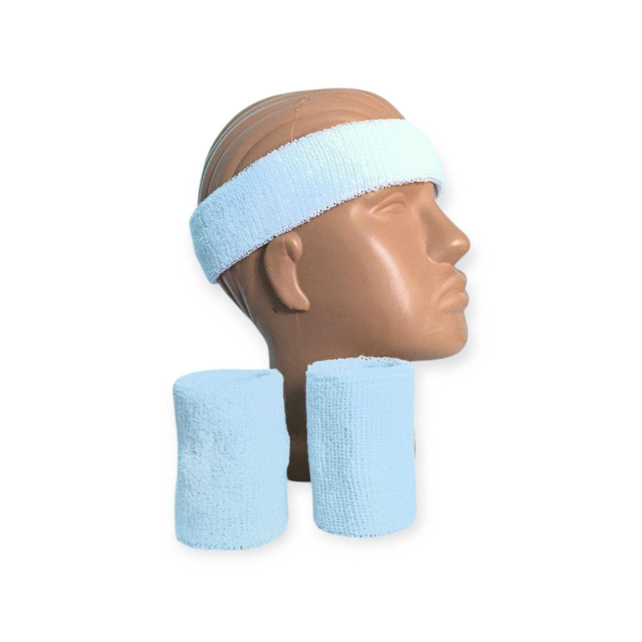 Набір спортивний пов'язка на голову та напульсники білий 3HTW-white