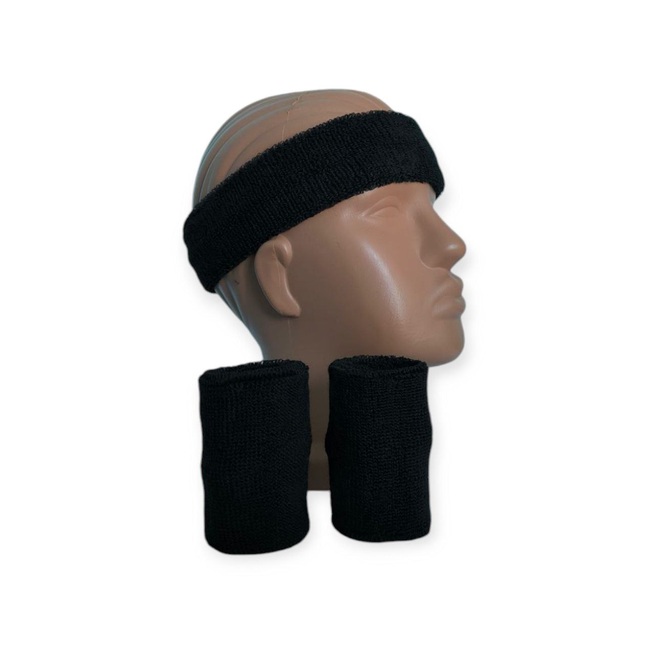 Набір спортивний пов'язка на голову та напульсники чорний 3HTW-black