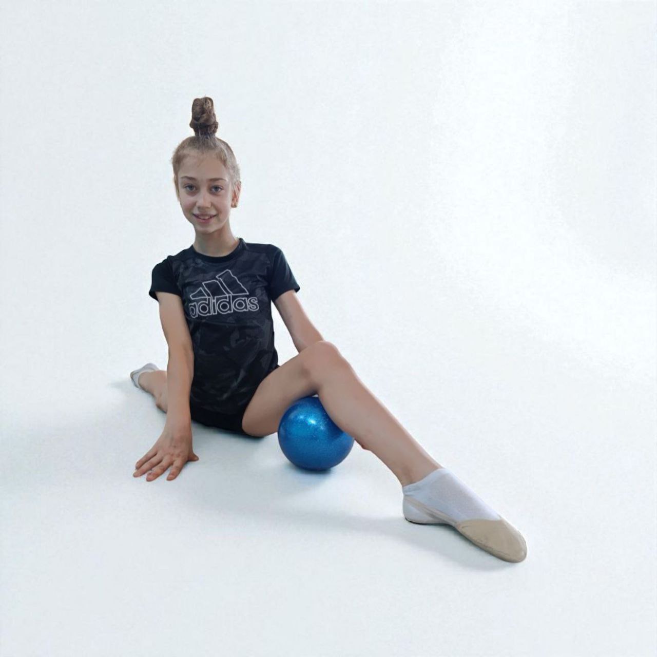 М'яч для художньої гімнастики T12-blue 15 см синій з гліттером