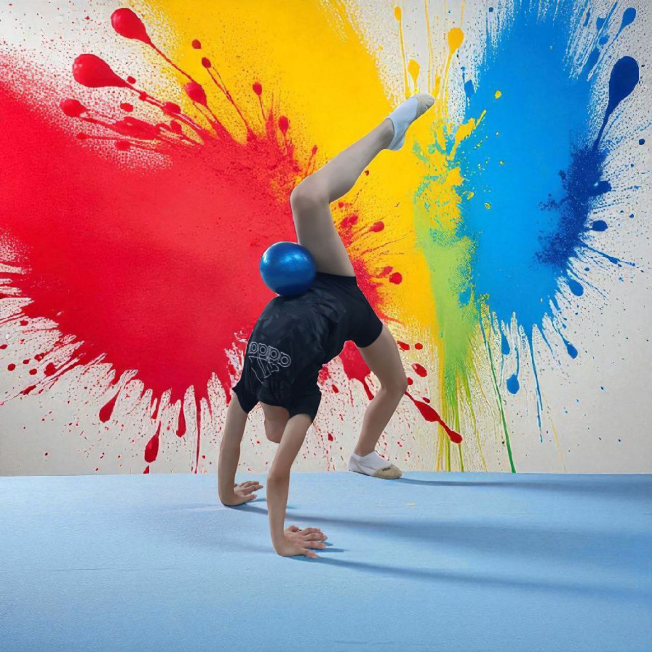 М'яч для художньої гімнастики T12-blue 15 см синій з гліттером