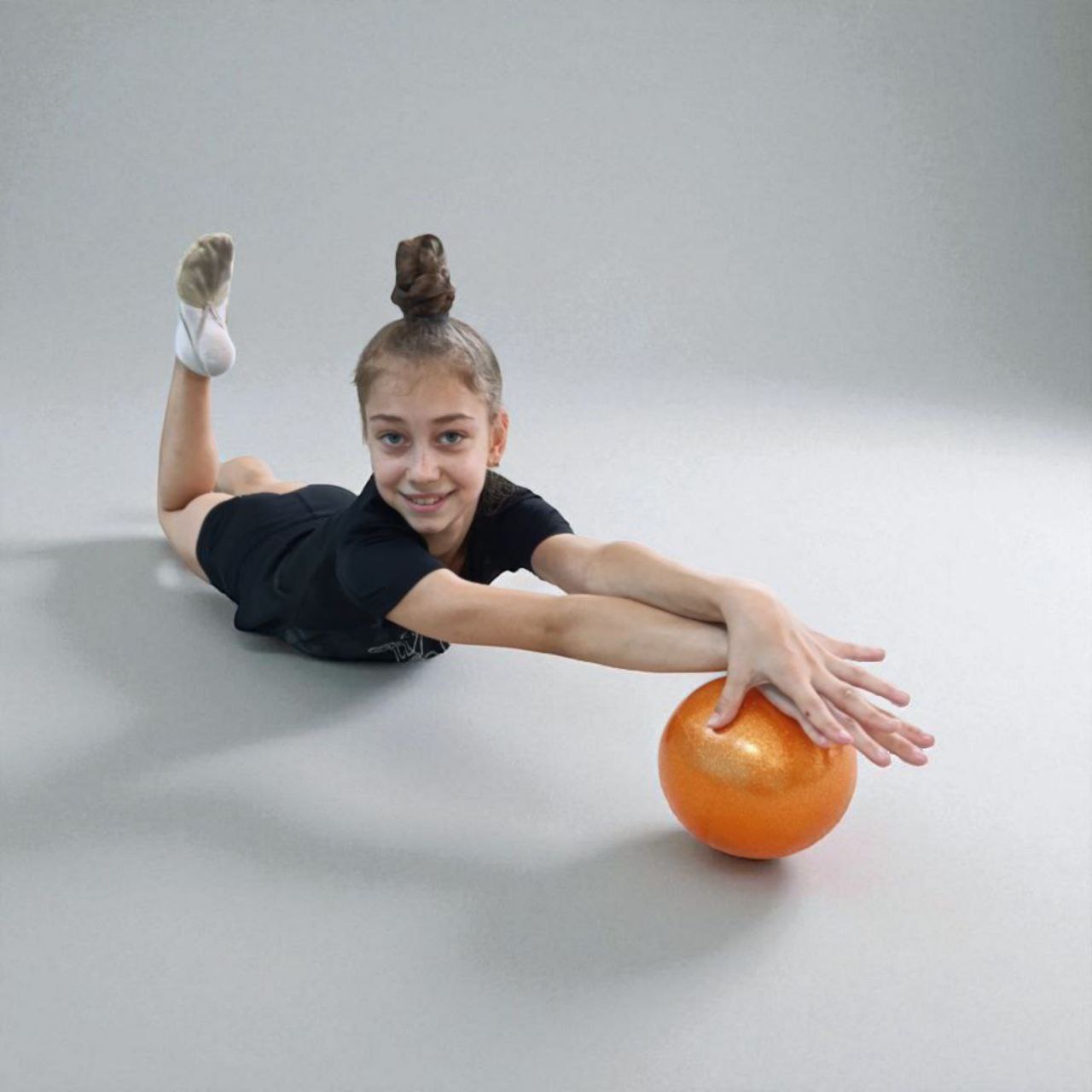 М'яч для художньої гімнастики T12-orange 15 см оранжевий з гліттером