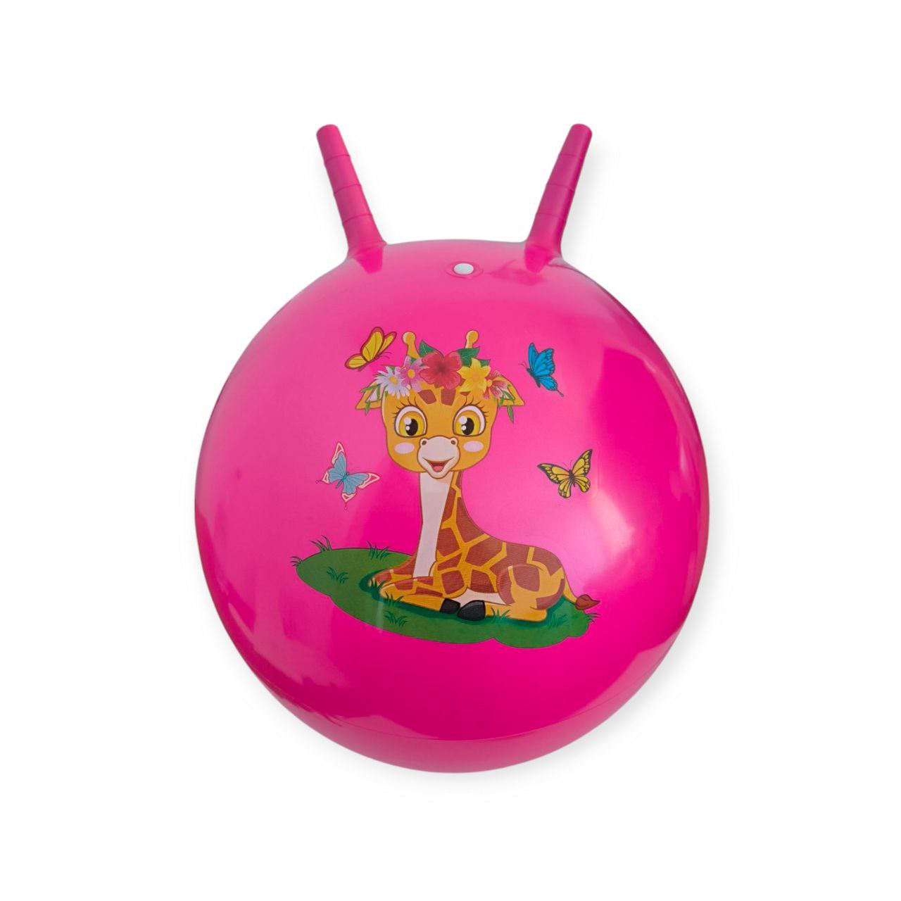 М'яч дитячий стрибун 45 см з ріжками рожевий 3-D45-rose red