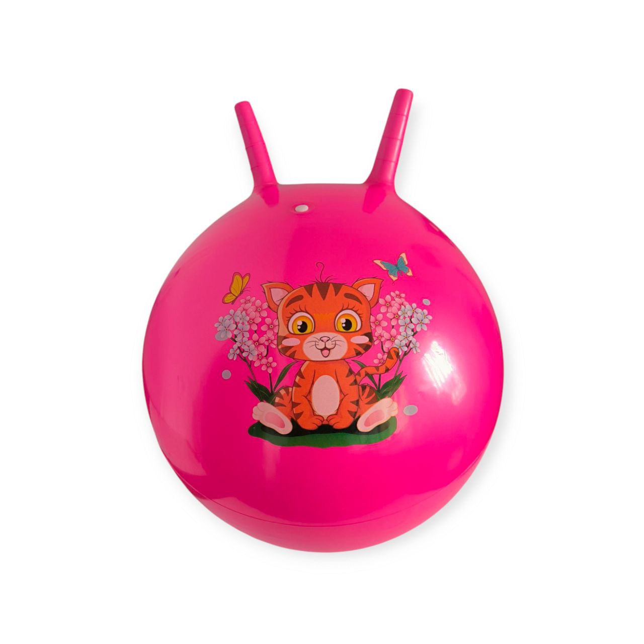 М'яч дитячий стрибун 50 см з ріжками рожевий 3-D50-rose red