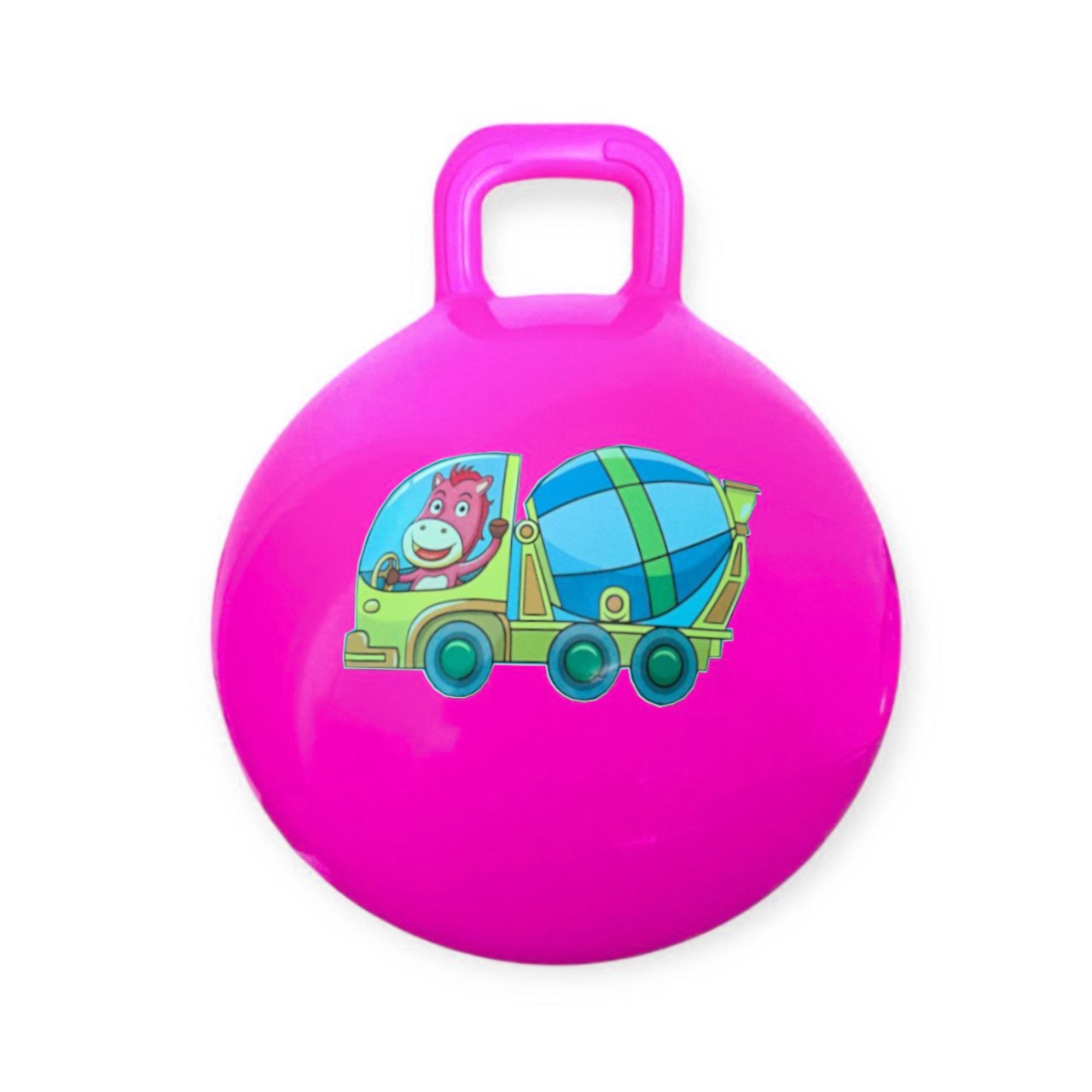 М'яч дитячий стрибун 55 см з ручкою рожевий 4-D55-rose red