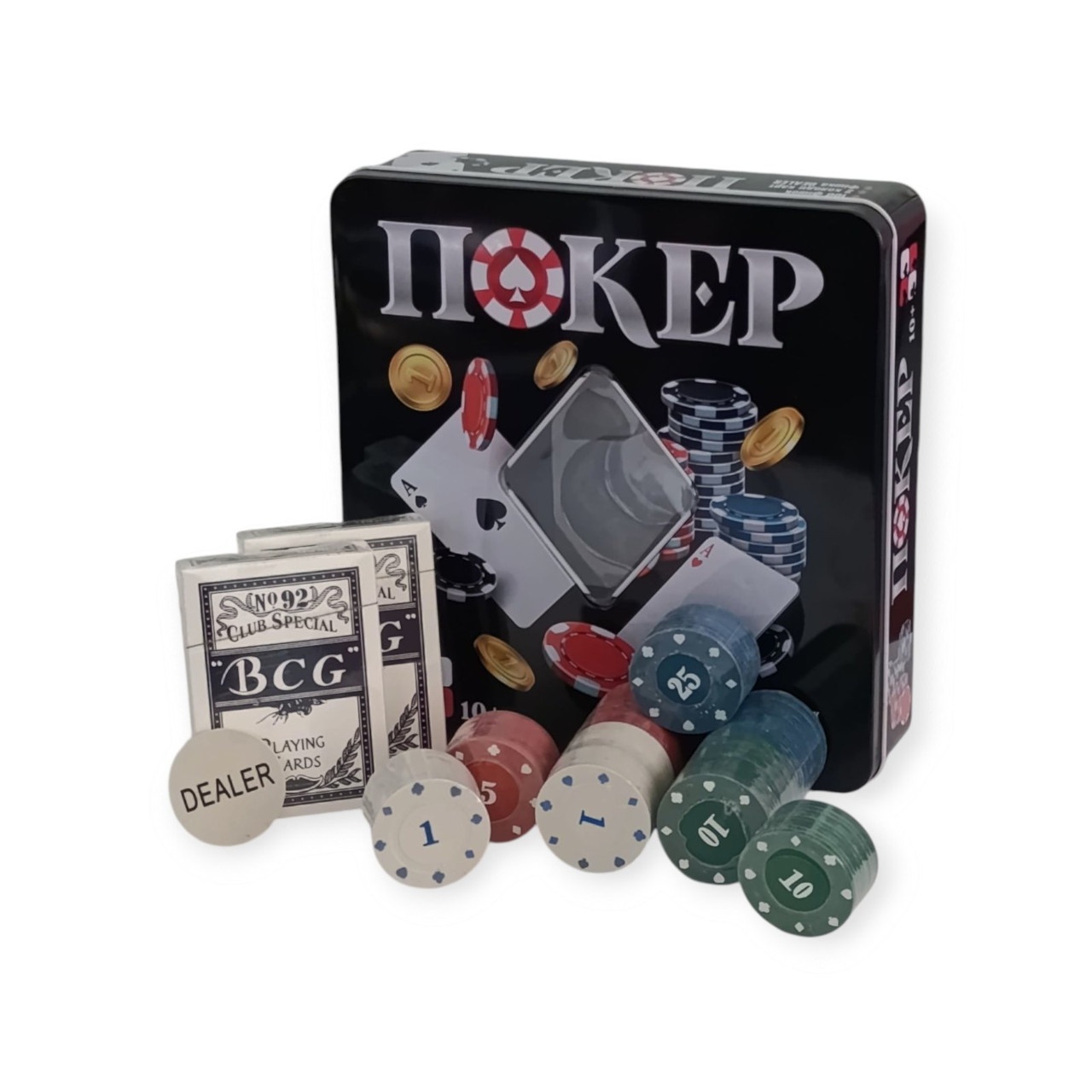 Набір для гри в покер у металевій коробці 100 фішок 6619Н