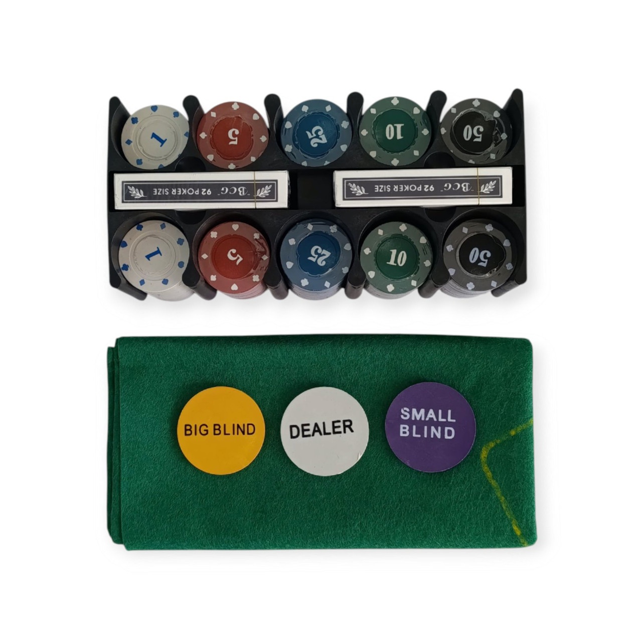 Набір для гри в покер у металевій коробці GOLD GAMES 200 фішок з сукном 6620J