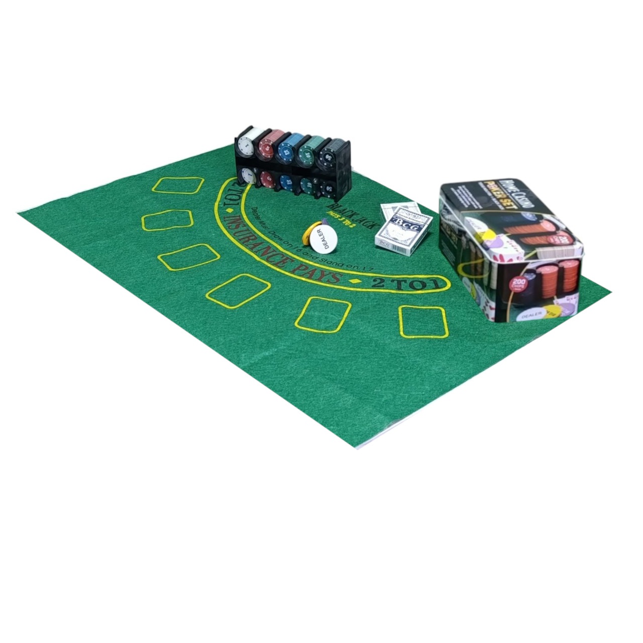 Набір для гри в покер у металевій коробці 200 фішок з сукном 6620С