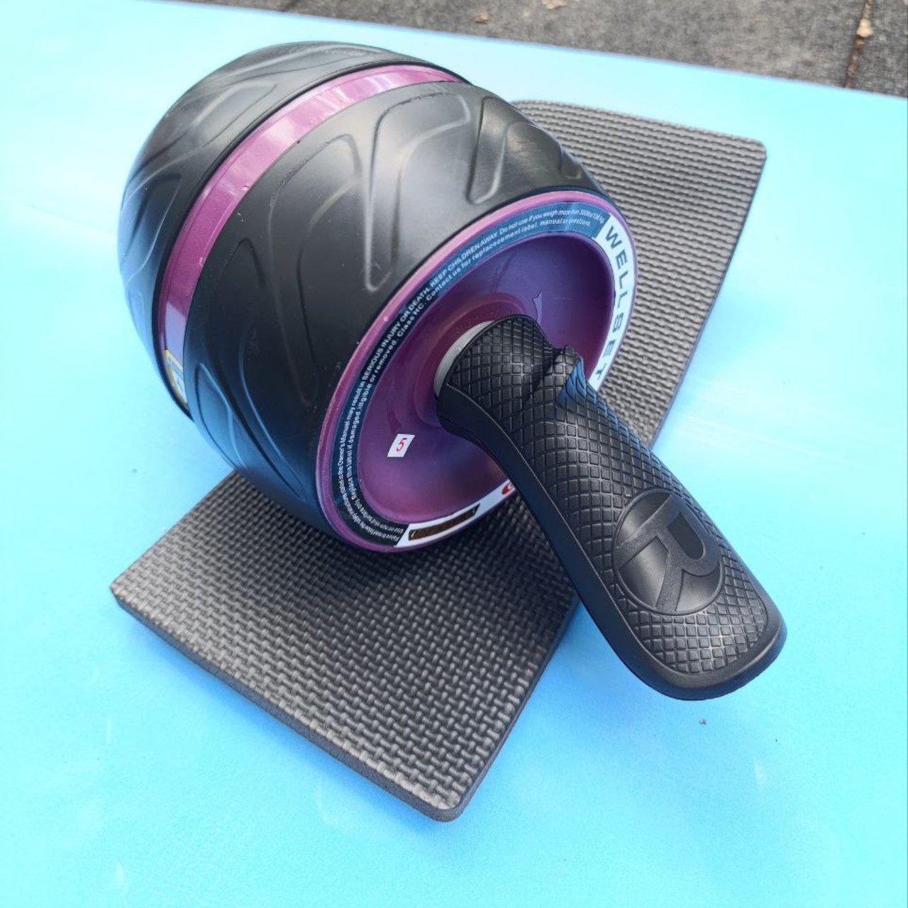 Ролик для преса інерційний одноколесний з килимком PO-PL-Purple