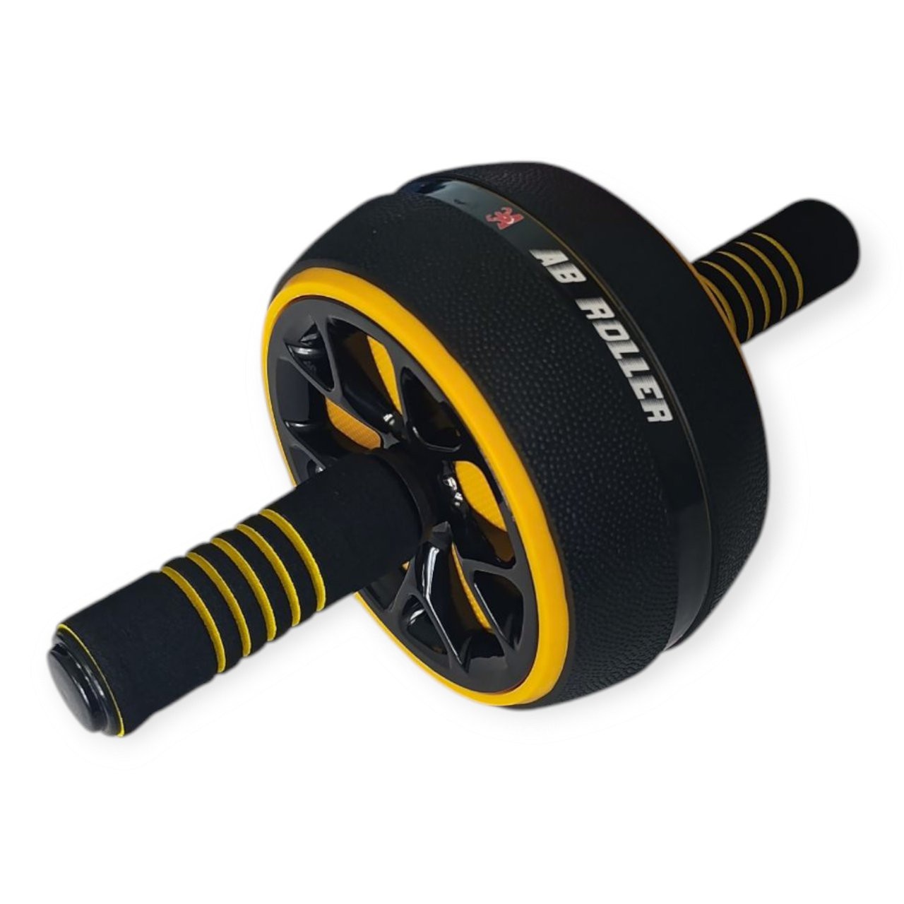 Ролик для преса KKL одноколесний чорно-жовтий з килимком PO-KKL-Yellow