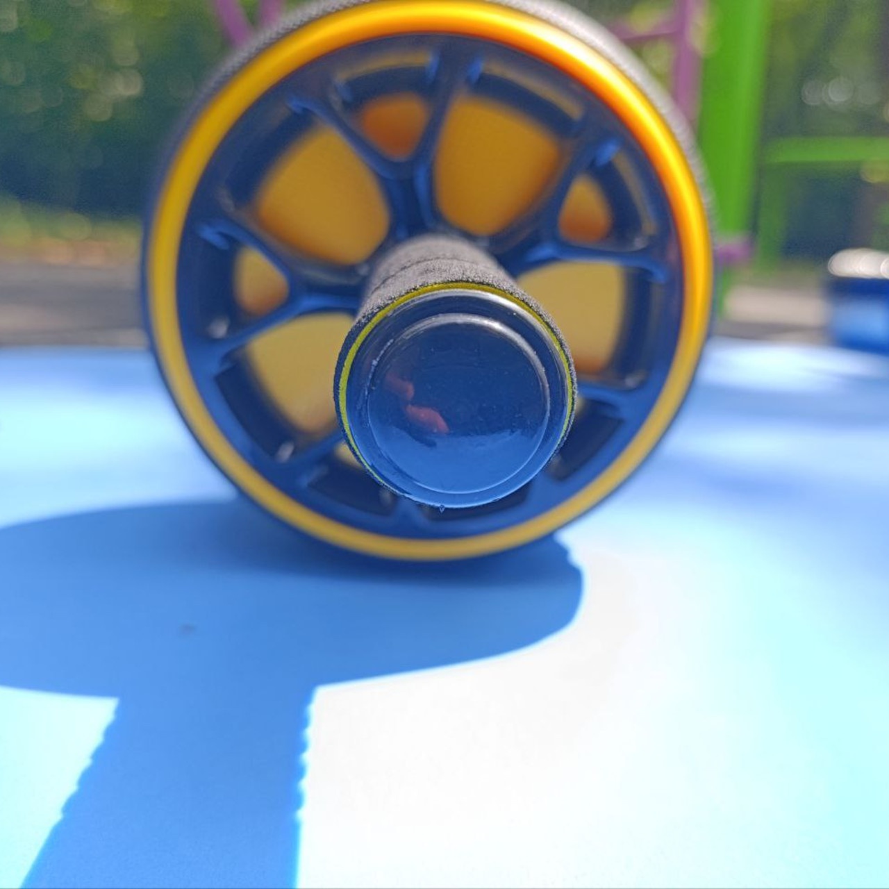 Ролик для преса KKL одноколесний чорно-жовтий з килимком PO-KKL-Yellow