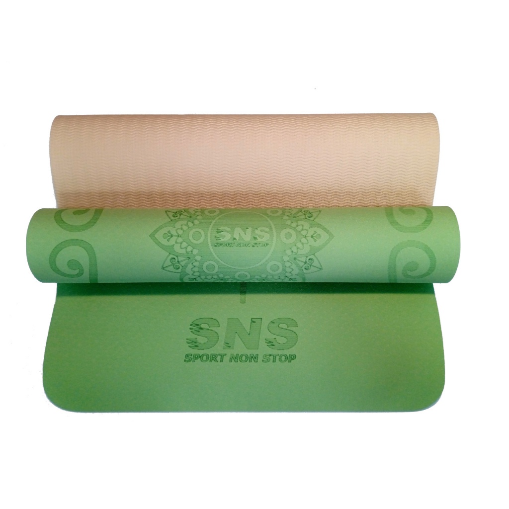 Килимок SNS для йоги зелено-рожевий P-TPE6MM-З Р
