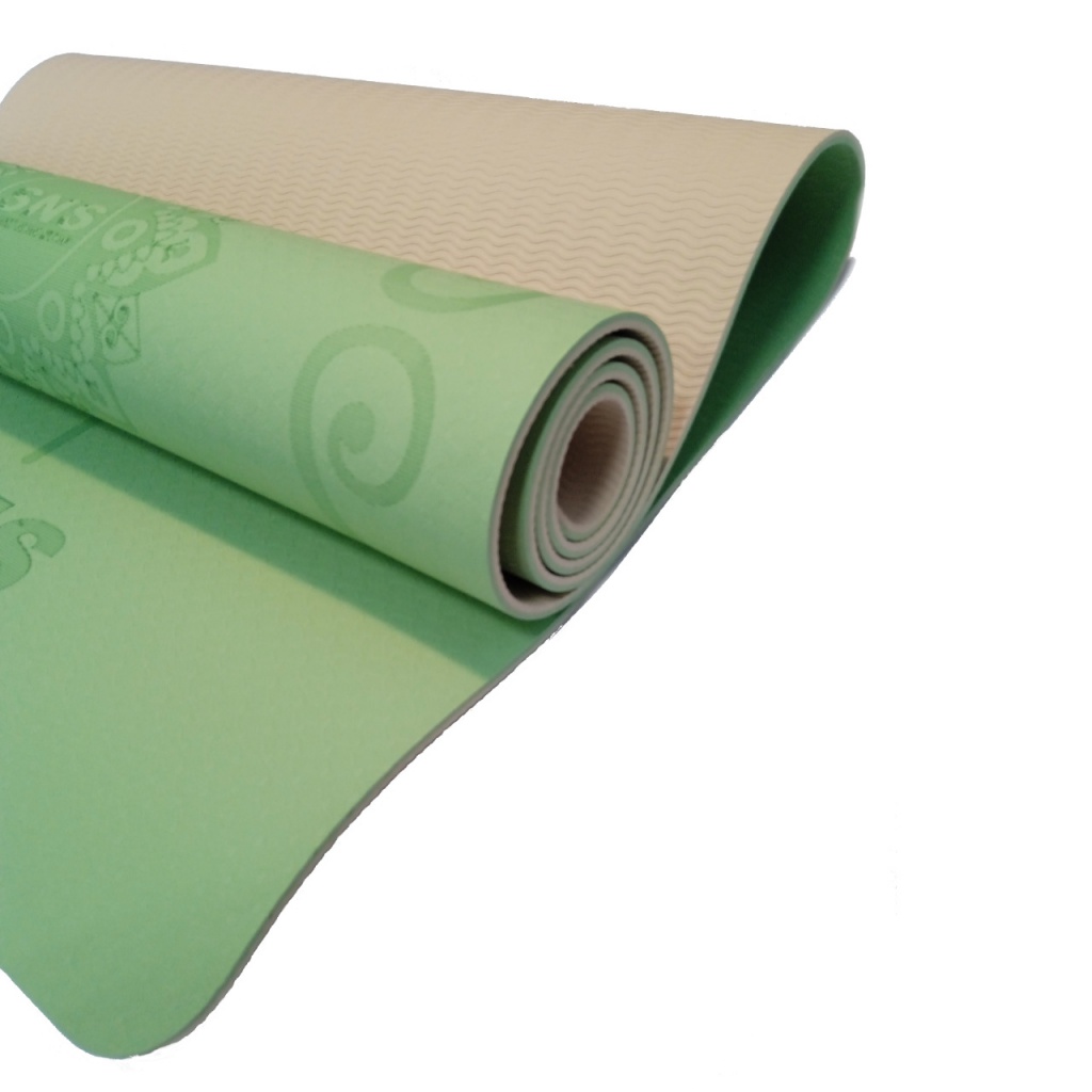Килимок SNS для йоги зелено-рожевий P-TPE6MM-З Р