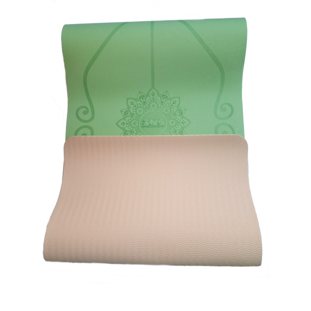 Килимок SNS для йоги зелено-рожевий P-TPE6MM-З Р