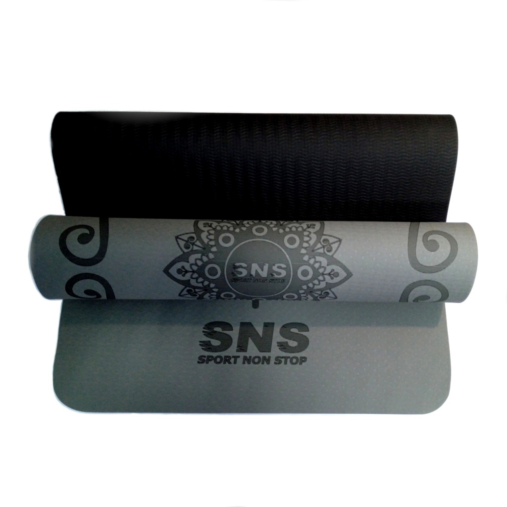 Килимок SNS для йоги сіро-чорний P-TPE6MM-СЕ Ч