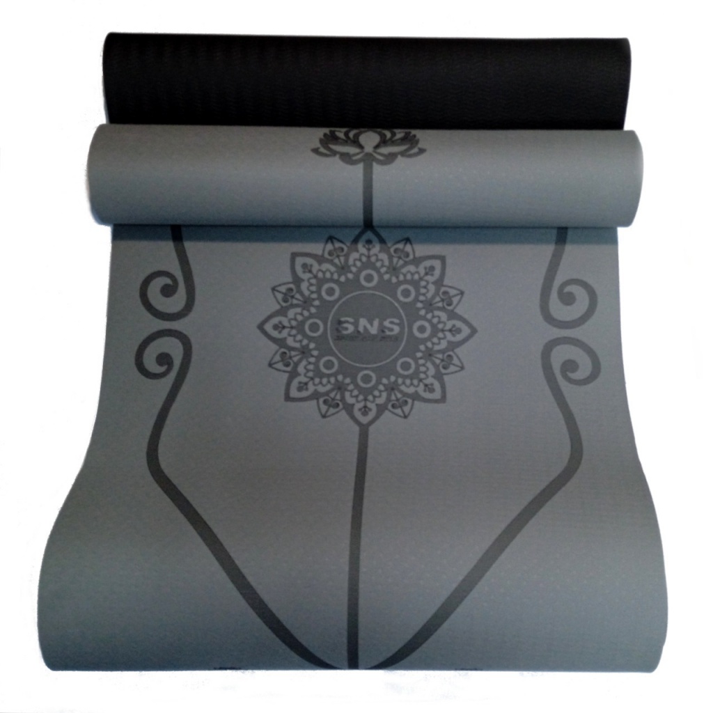 Килимок SNS для йоги сіро-чорний P-TPE6MM-СЕ Ч