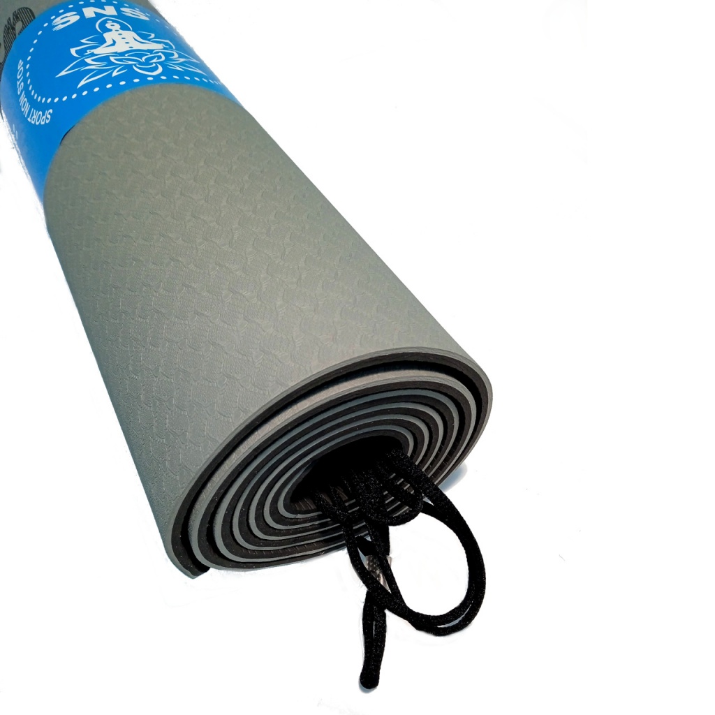 Килимок SNS для йоги сіро-чорний P-TPE6MM-СЕ Ч
