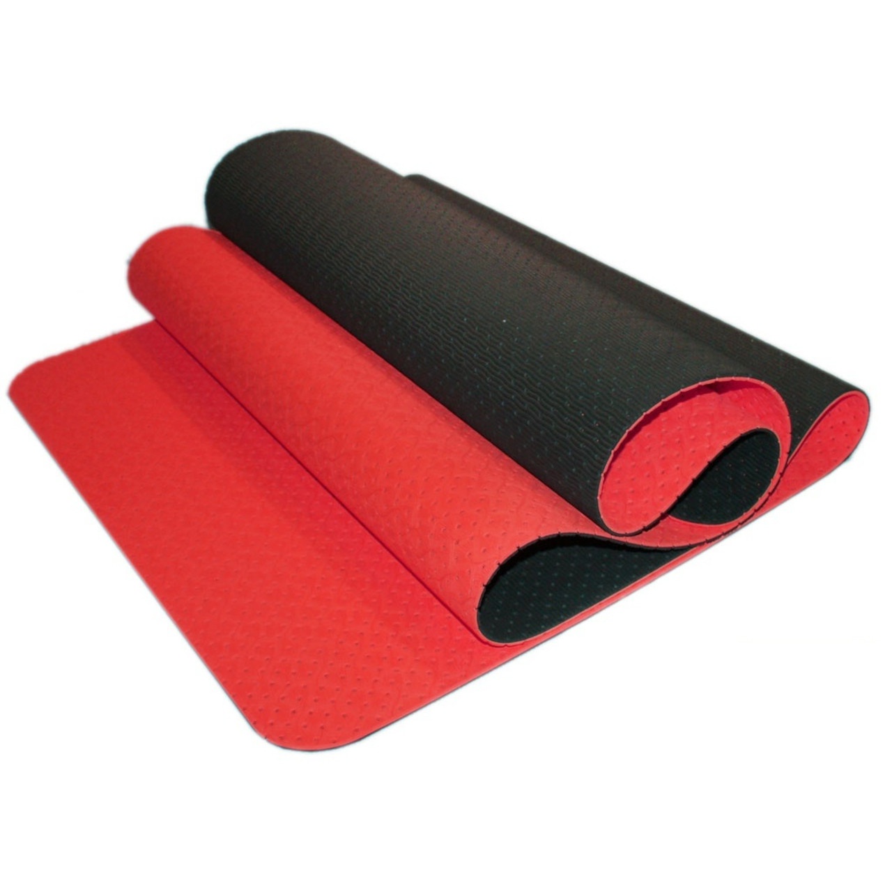 Килимок SNS для фітнесу та йоги перфорований червоно-чорний ОТРЕ-6мм-Ч+К