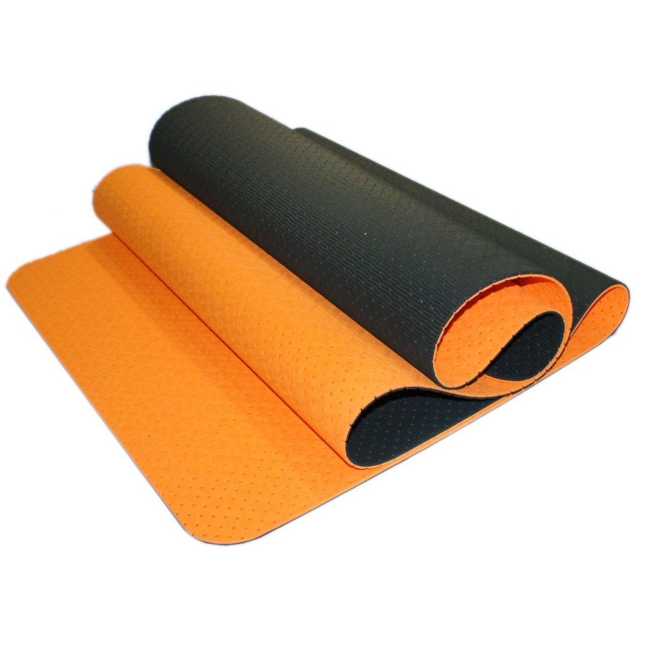 Килимок SNS для фітнесу та йоги перфорований оранжево-чорний ОТРЕ-6мм-Ч+ОРН