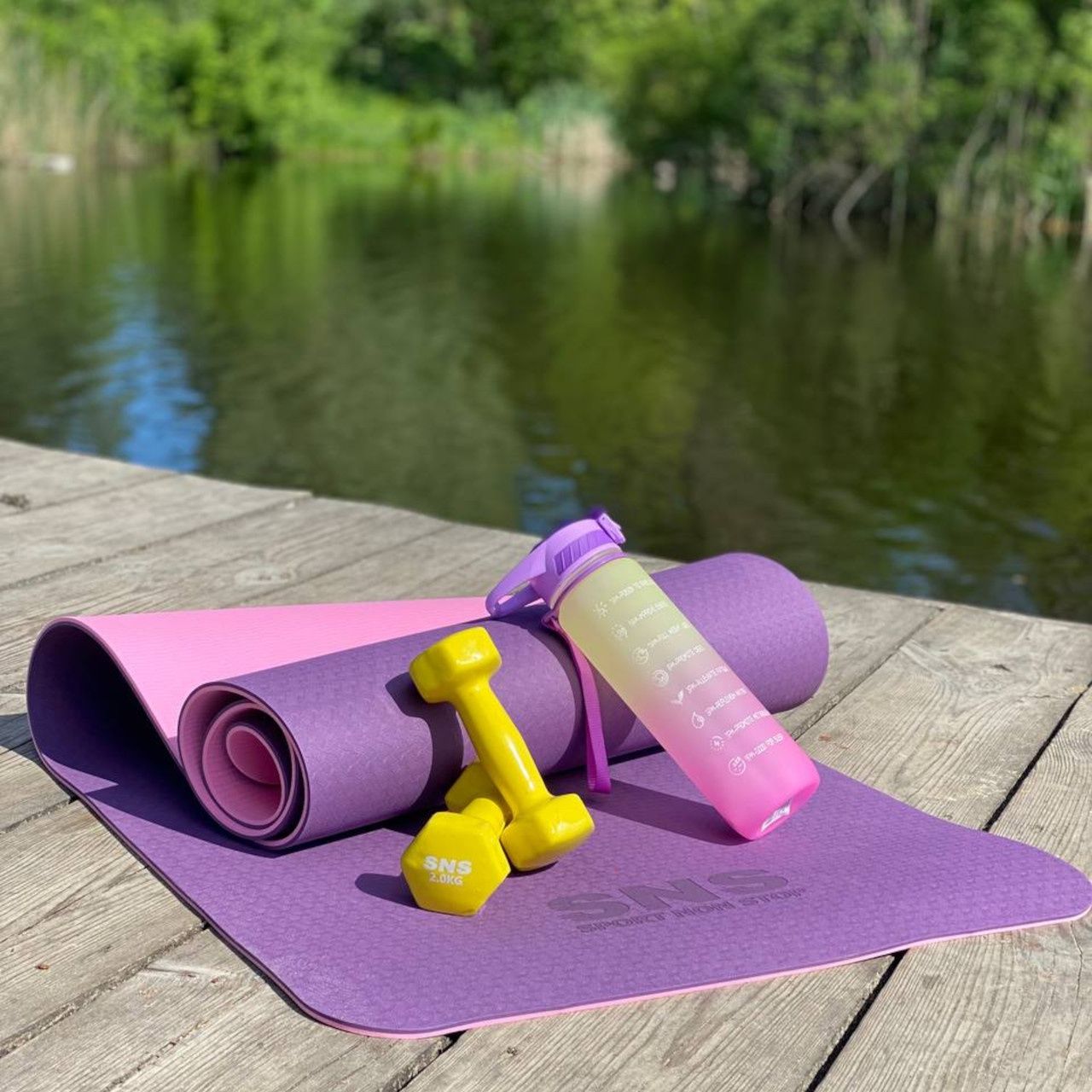 Килимок SNS для фітнесу та йоги фіолетовий ТРЕ-6мм-Ф+Ф