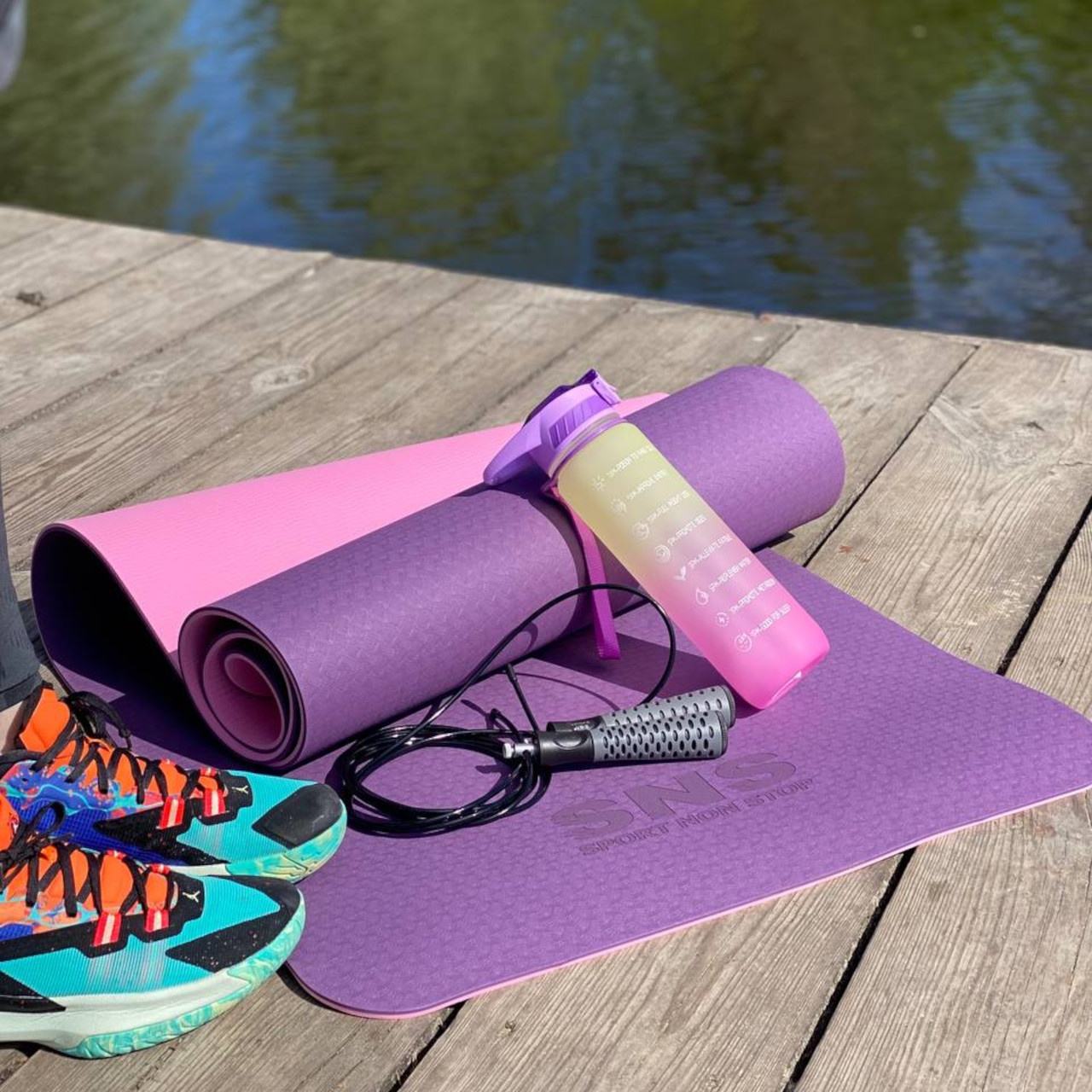 Килимок SNS для фітнесу та йоги фіолетовий ТРЕ-6мм-Ф+Ф