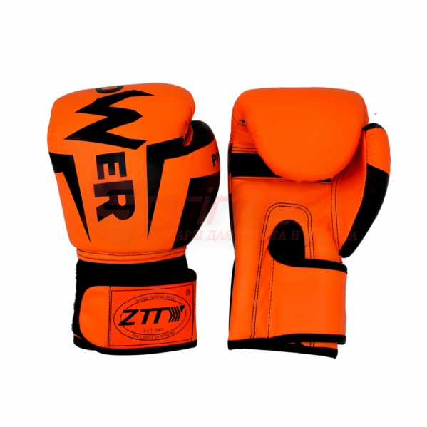 Рукавички боксерські PU на липучці POWER 6 унцій оранжеві