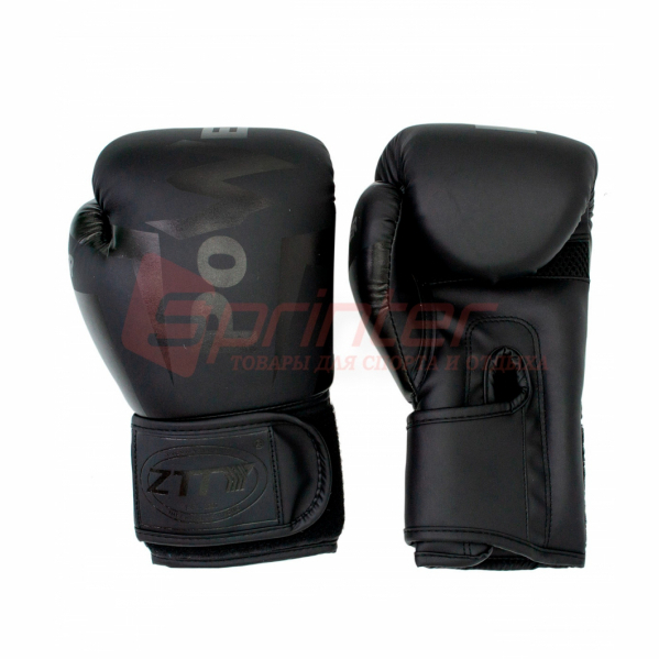 Рукавички боксерські PU на липучці POWER 12 унцій чорні