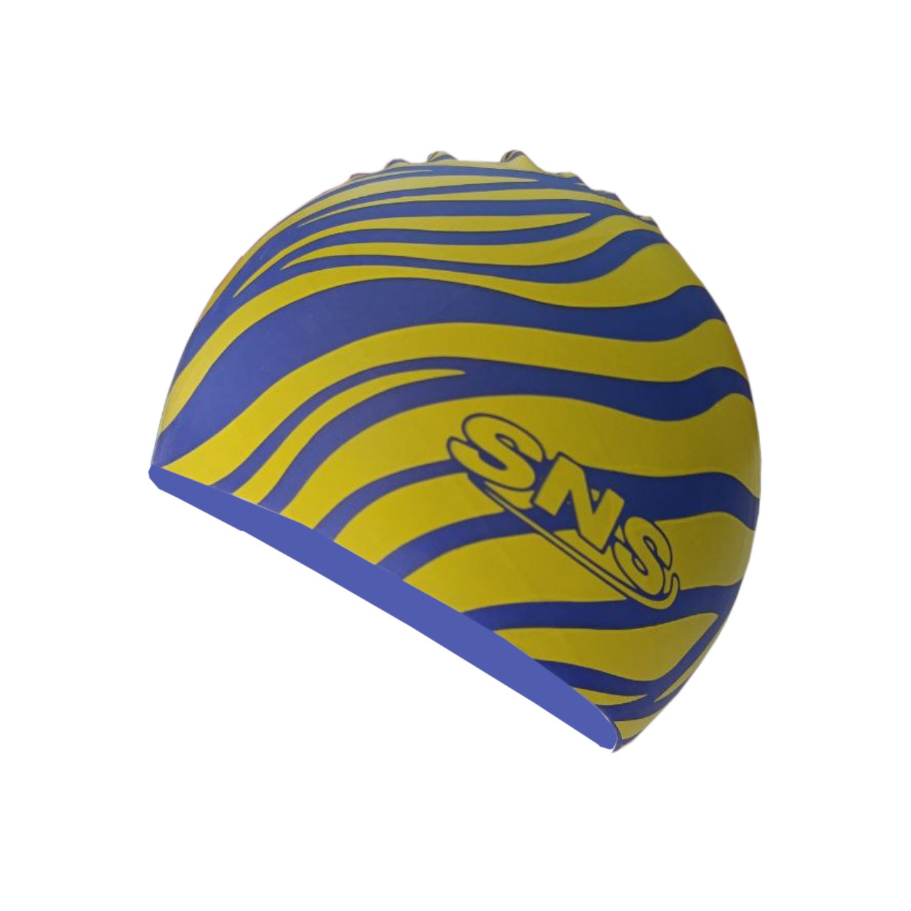 Шапочка для плавання силіконова ZEBRA синьо-жовта S25-BM2-BL+YE