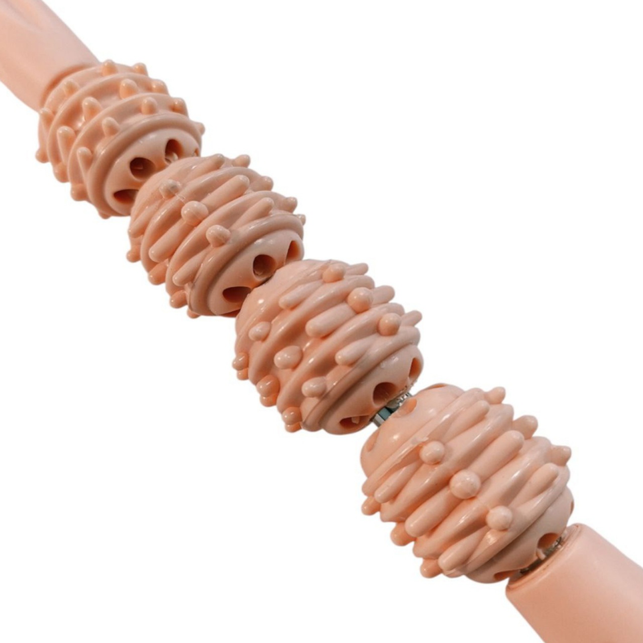 Масажер-палиця ручний механічний з масажними кульками персиковий X4Q-pink